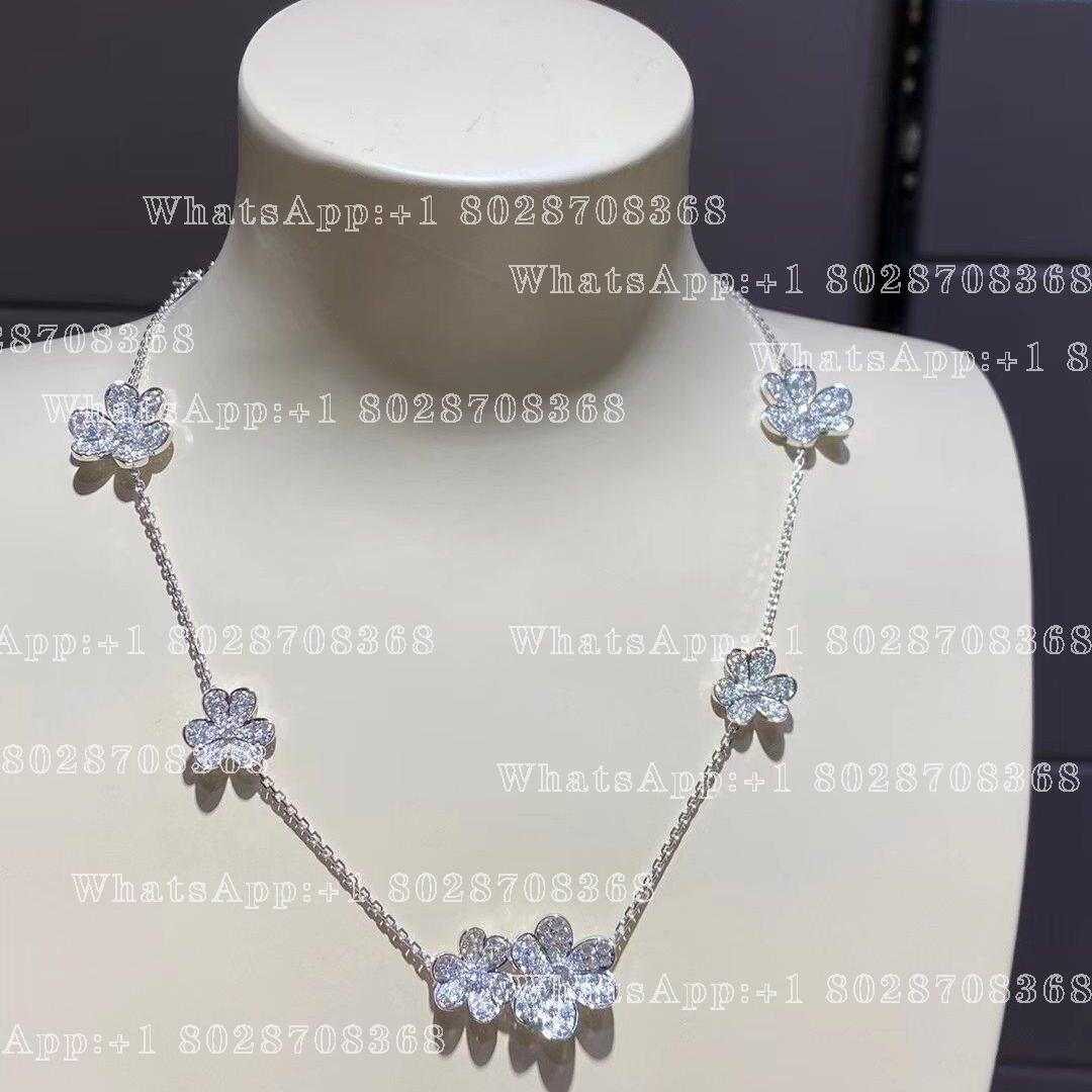 Van Cleef & Arpels Frivole necklace, 9 flowers White gold, Diamond VCARN25400