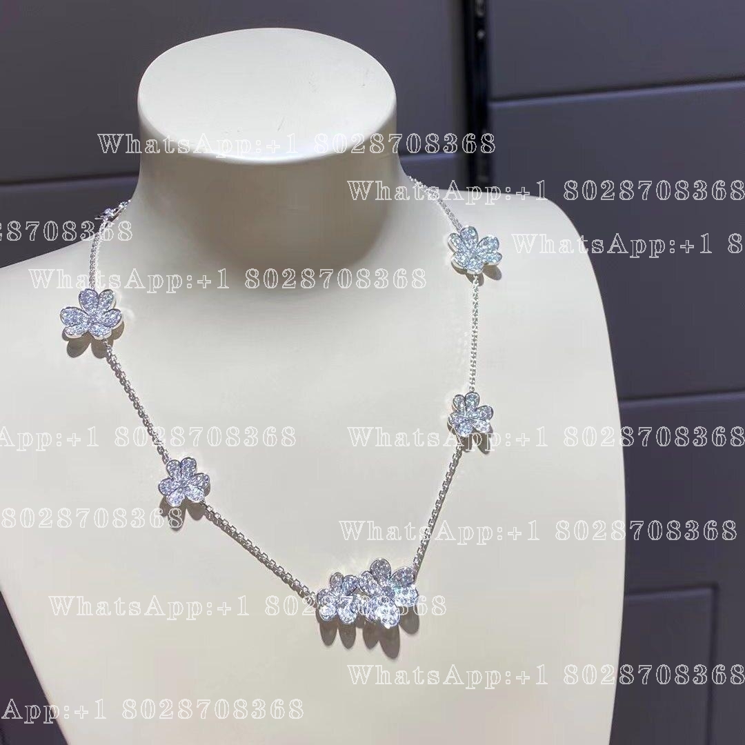 Van Cleef & Arpels Frivole necklace, 9 flowers White gold, Diamond VCARN25400