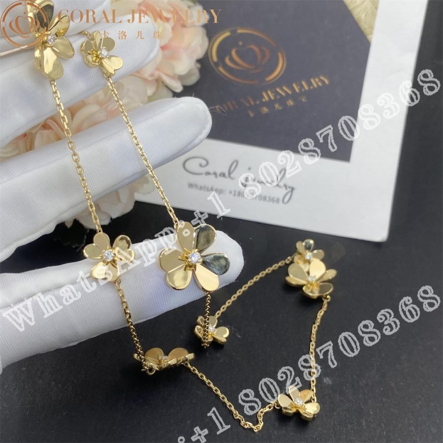 Van Cleef Arpels Frivole Necklace 9 Flowers Yellow Gold Diamond Vcard31500 Coral (13)