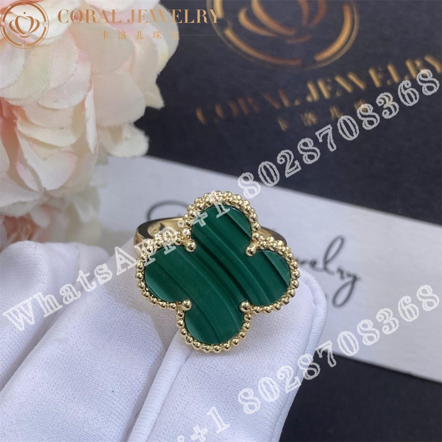 Van Cleef Arpels Magic Alhambra Ring Yellow Gold Malachite Vcaro3av00 Coral (8)