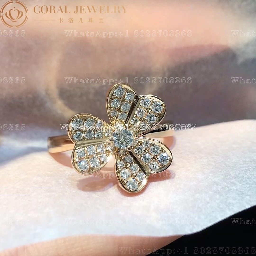 Van Cleef & Arpels Frivole ring, 1 flower, small model Yellow gold, Diamond VCARP2V000