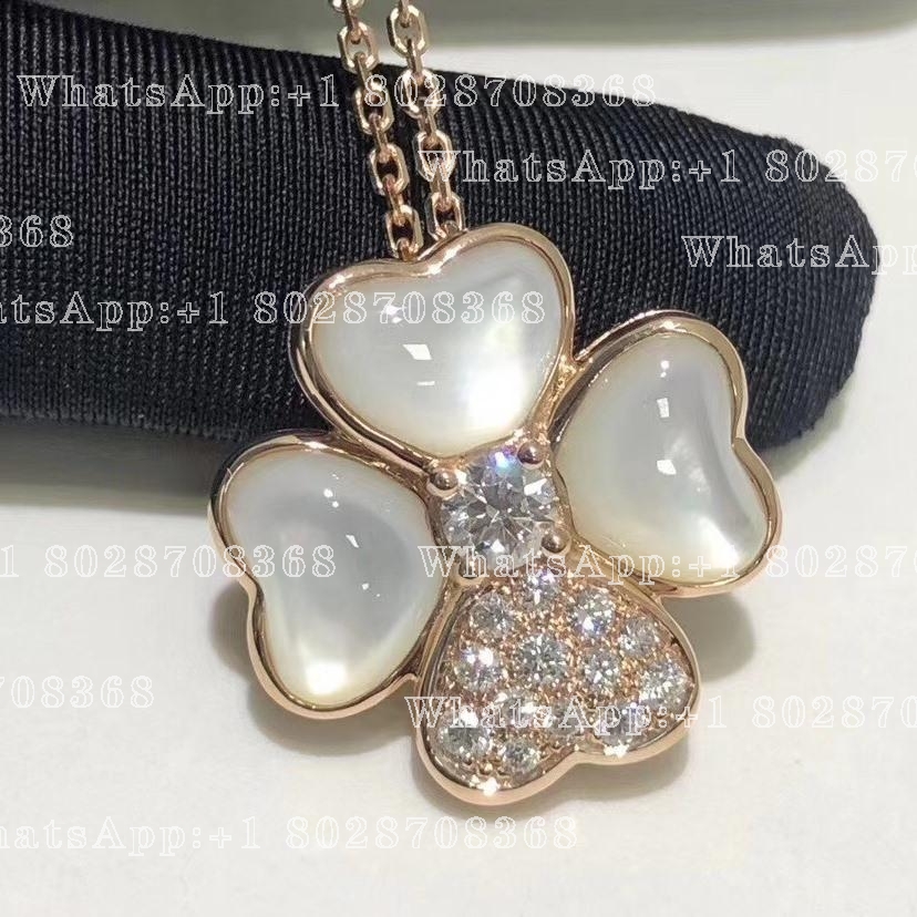 Van Cleef & Arpels Cosmos clip pendant, medium model Rose gold, Diamond, Mother-of-pearl VCARO5BV00