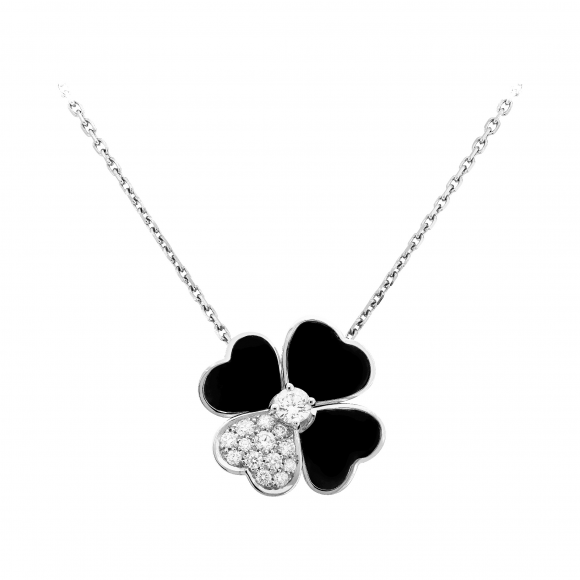 Van Cleef & Arpels Cosmos clip pendant, medium model white gold with diamond by onyx VCARO5BU00