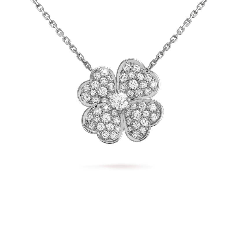 Van Cleef & Arpels Cosmos medium model clip pendant White gold, Diamond VCARO64900