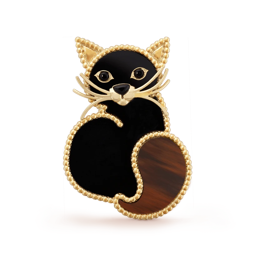 Van Cleef & Arpels Lucky Animals Cat Clip Yellow gold, Obsidian, Onyx VCARP7UM00