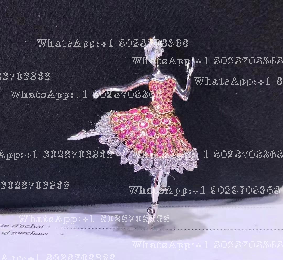 Van Cleef & Arpels Cardinal rose ballerina brooch White gold, pink gold, pink sapphires, diamonds