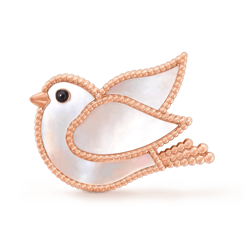 Van Cleef & Arpels Lucky Animals Dove clip Rose gold, Mother-of-pearl, Onyx VCARP2AR00