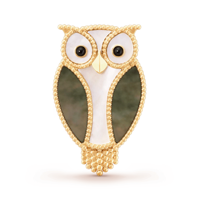 Van Cleef & Arpels Lucky Animals Owl clip Yellow gold, Mother-of-pearl, Onyx VCARP2AV00