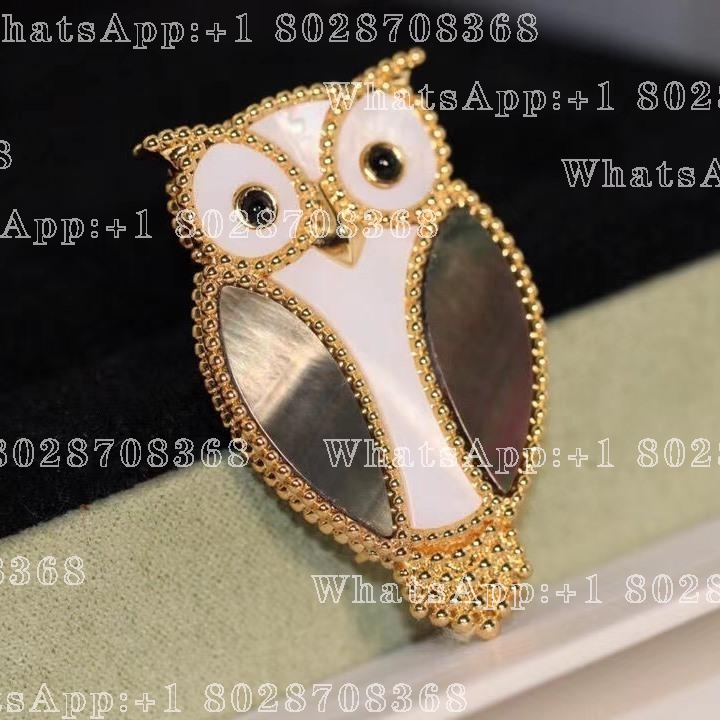 Van Cleef & Arpels Lucky Animals Owl clip Yellow gold, Mother-of-pearl, Onyx VCARP2AV00