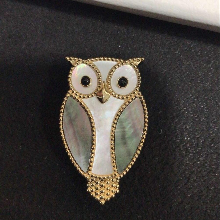 Van Cleef & Arpels Lucky Animals Owl clip Yellow gold, Mother-of-pearl, Onyx VCARP2AV00