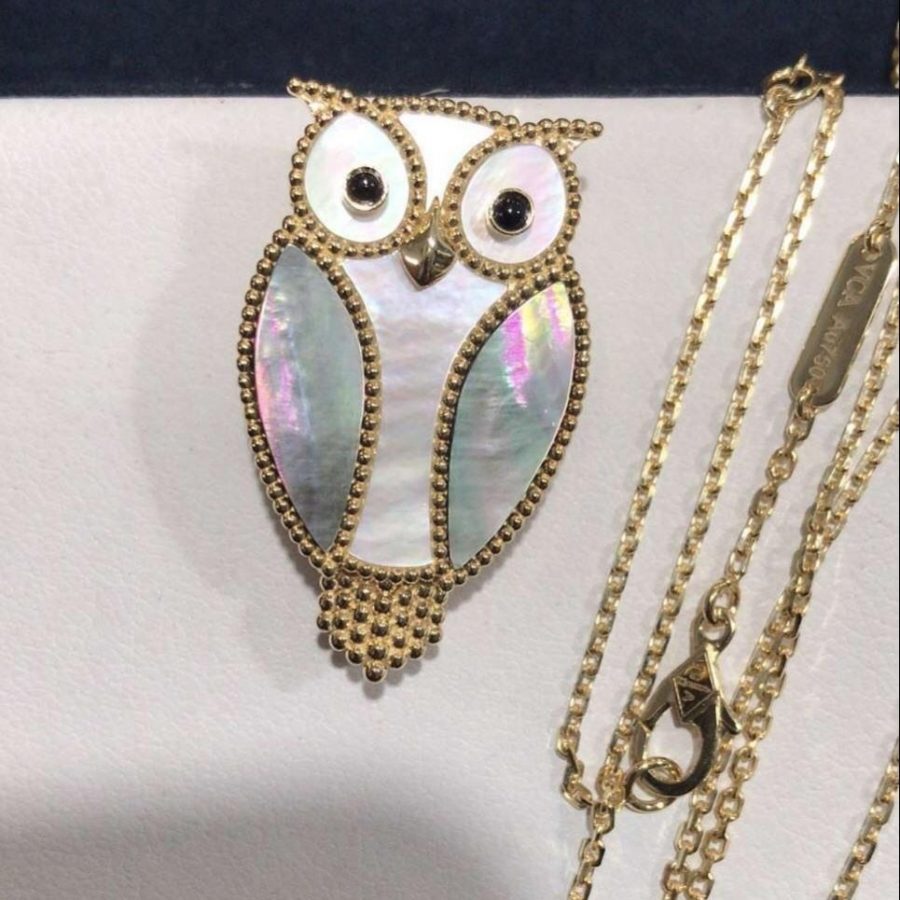 Van Cleef & Arpels Lucky Animals Owl clip Yellow gold, Mother-of-pearl, Onyx VCARP2AV00