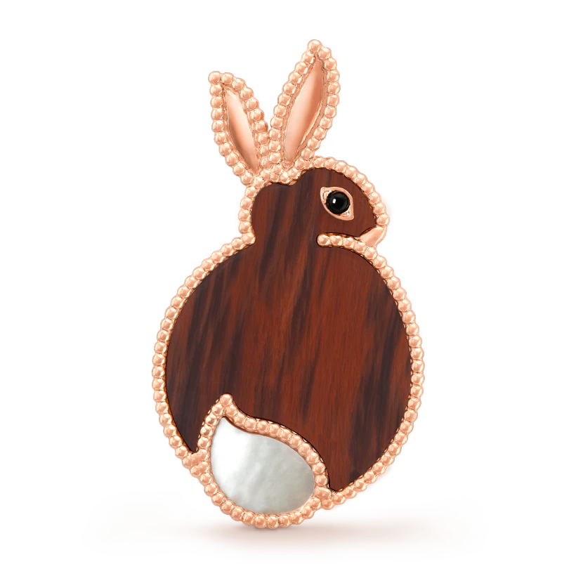 Van Cleef & Arpels Lucky Animals Rabbit Clip Rose gold, Mother-of-pearl, Obsidian, Onyx VCARP7UN00