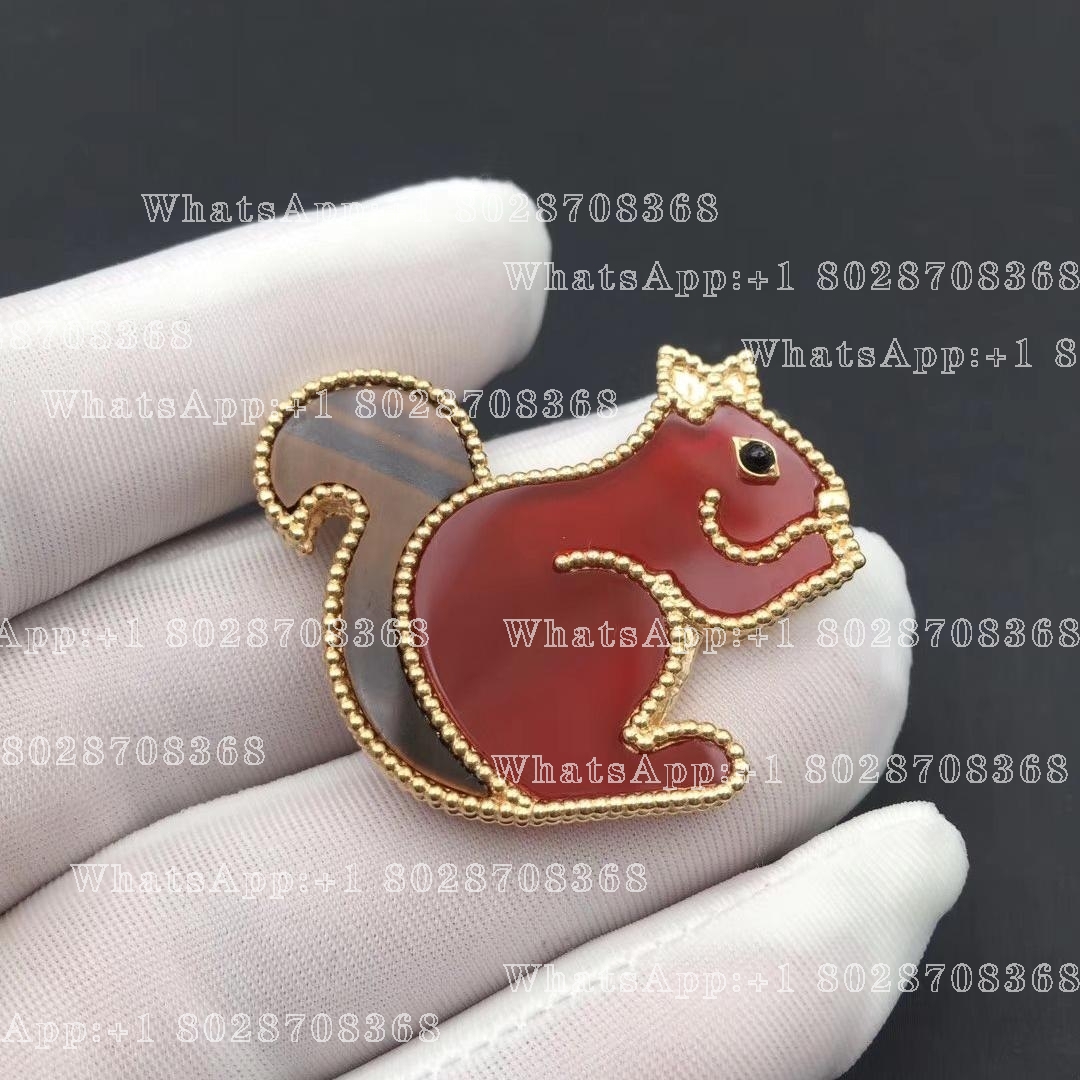 Van Cleef & Arpels Lucky Animals Squirrel clip Rose gold, Carnelian, Onyx, Tiger Eye VCARP2AT00