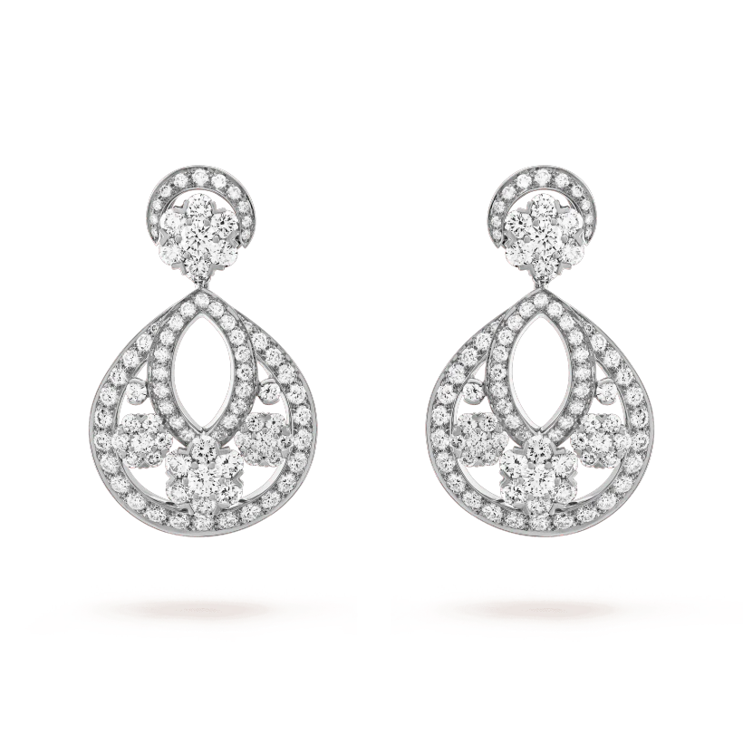 Van Cleef & Arpels Snowflake earrings, large model Platinum, Diamond VCARO3RL00