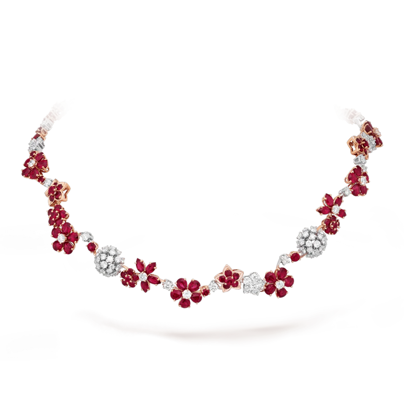 Van Cleef & Arpels Folie des Prés necklace Rose gold, Diamond, Ruby VCARP47Q00