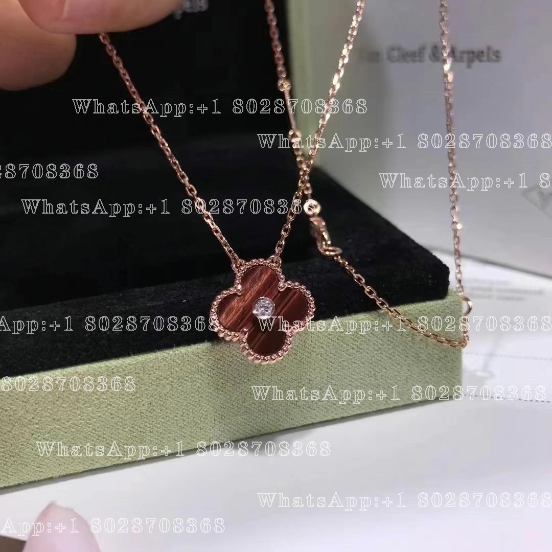 Van Cleef & Arpels Vintage Alhambra 2017 Holiday Diamond Pendant in 18K Rose Gold With Bulls Eye & Diamond Motif (Limited Edition)