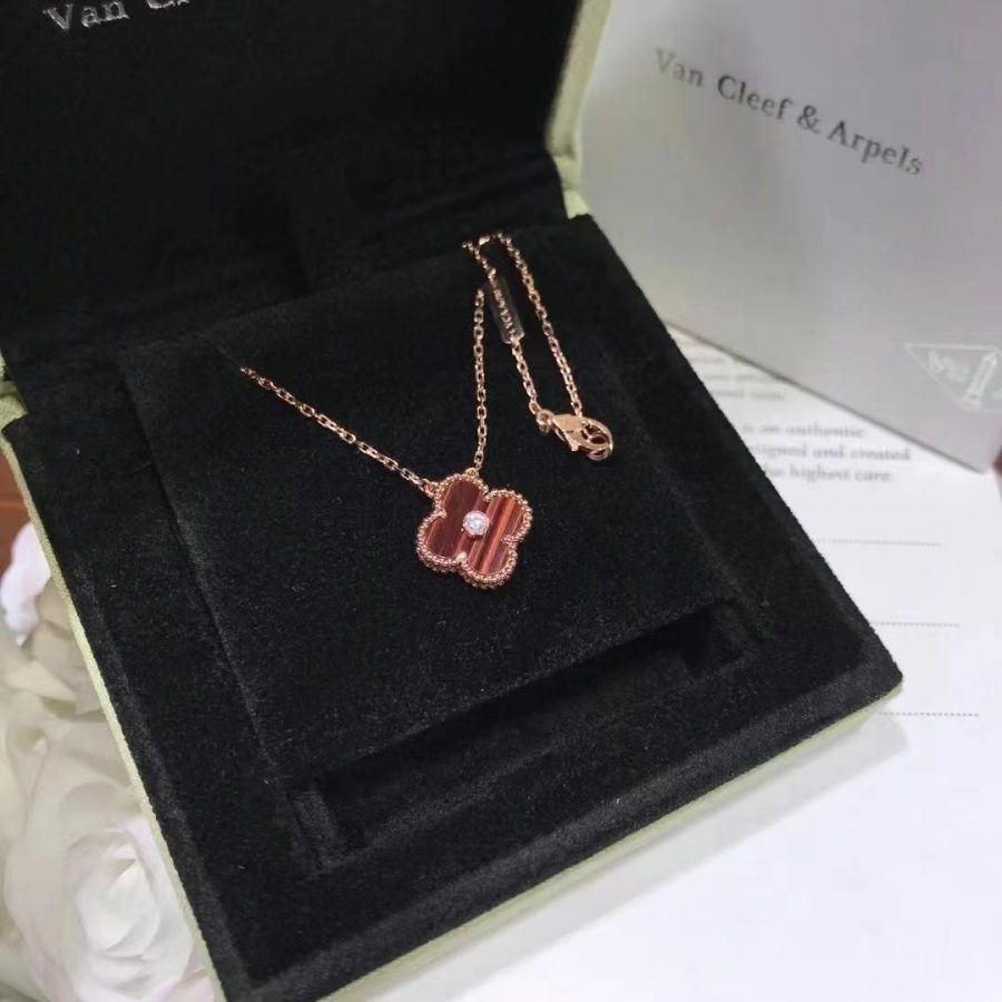 Van Cleef & Arpels Vintage Alhambra 2017 Holiday Diamond Pendant in 18K Rose Gold With Bulls Eye & Diamond Motif (Limited Edition)