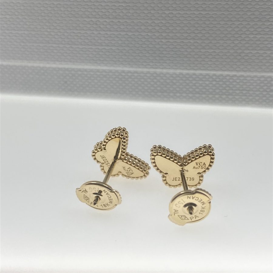 Van Cleef & Arpels Sweet Alhambra butterfly earstuds Yellow gold, Turquoise