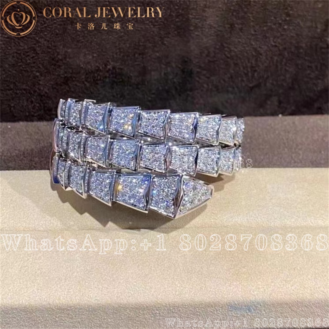 Bulgari Serpenti Two Coil Bracelet In 18 Kt White Gold Set With Full Pave Diamonds Ref 345203 Coral (1)