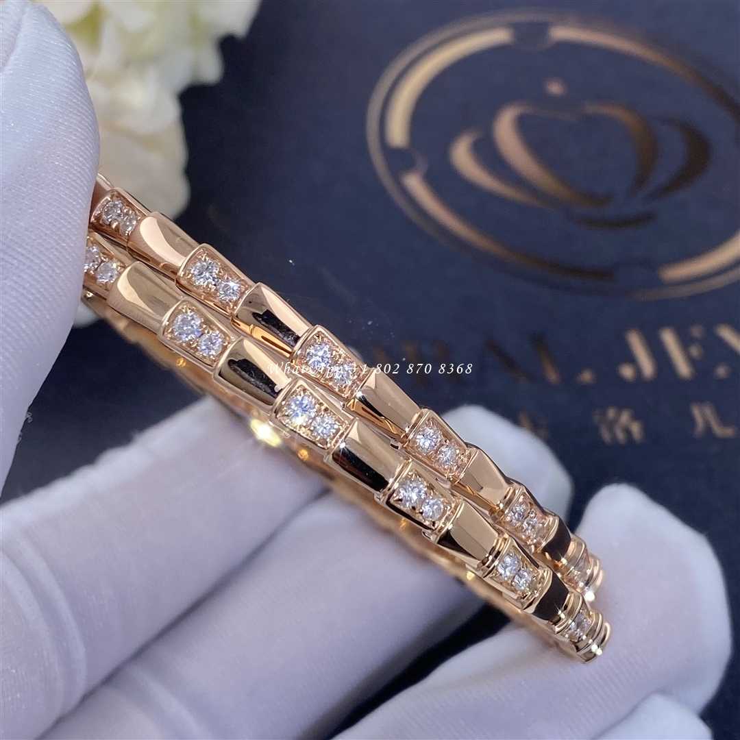 Bulgari Serpenti Viper 18 kt rose gold bracelet set with demi pavé diamonds Ref.: 355043