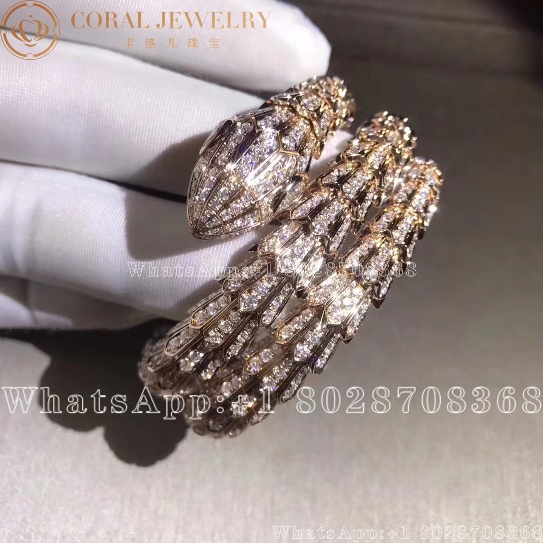 Bulgari Serpenti Bracelet Full Pave Diamond Rose Gold 261220 Coral (2)