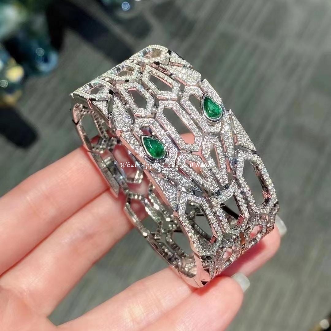 Bulgari Serpenti Bracelet White Gold, Diamond And Emerald 352753