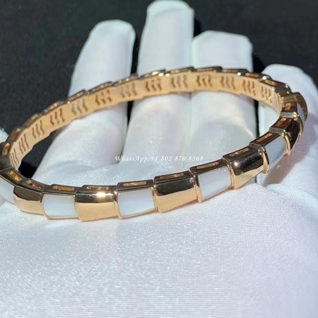 Bulgari Serpenti Viper 18 kt rose gold bracelet set with mother of pearl elements Ref.: BR858419