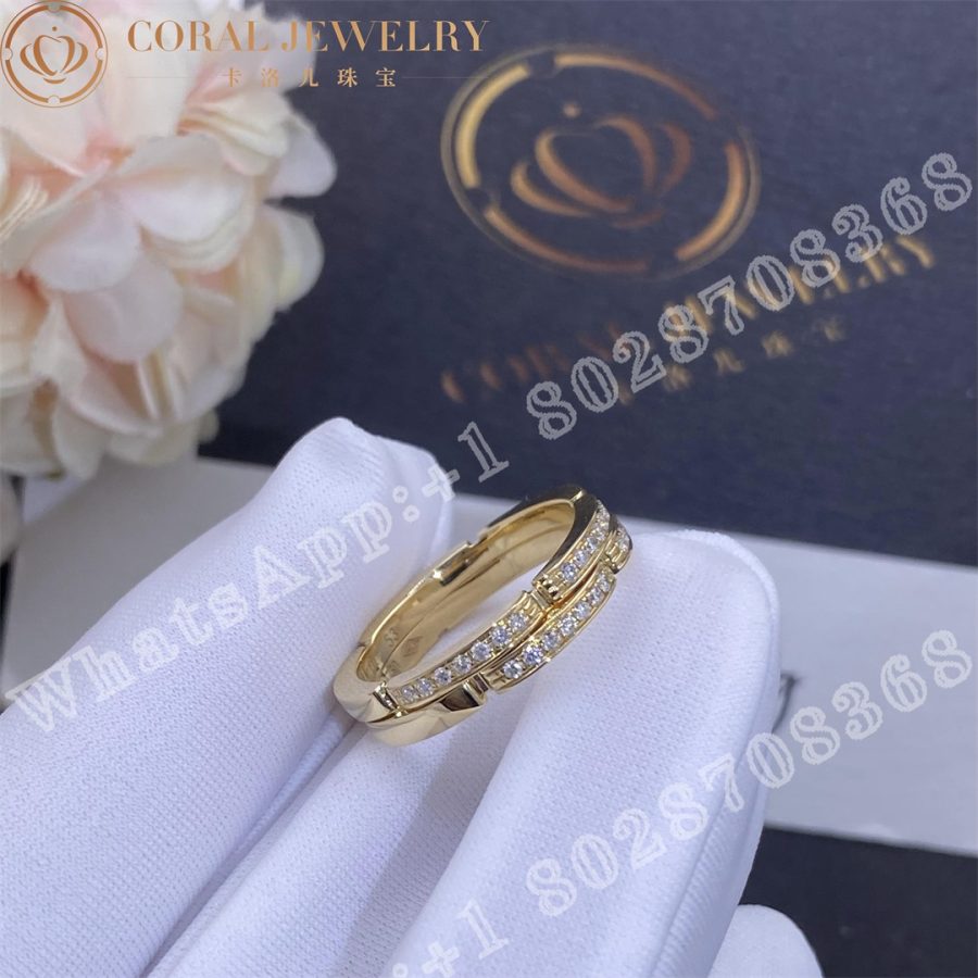 Cartier Maillon Panthere Fine Wedding Ring 2 Half Diamond Paved Rows Ref B4216000 Coral (3)