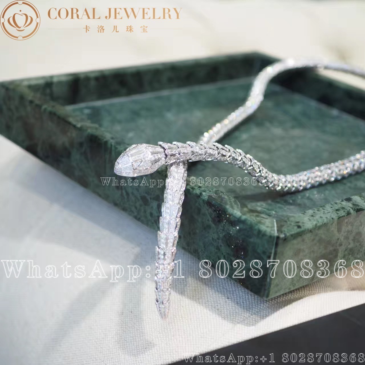 Bulgari Serpenti White Gold Paved Diamond Luxury Necklace High Jewelry 1.jpg Coral (7)