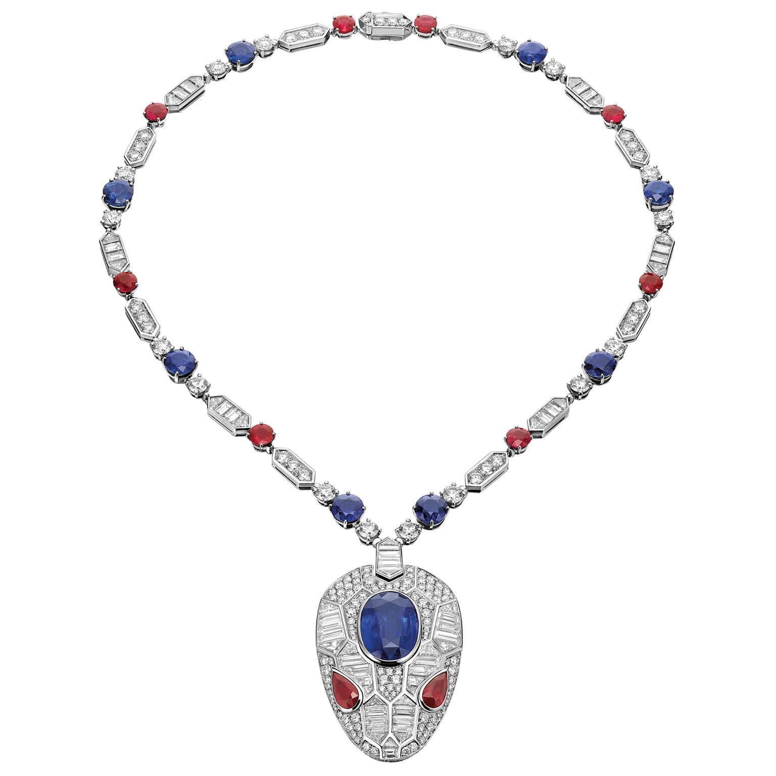 Bulgari Serpenti Magnificent Inspirations Snake Head Sapphire And Ruby Pendant Coral (1)