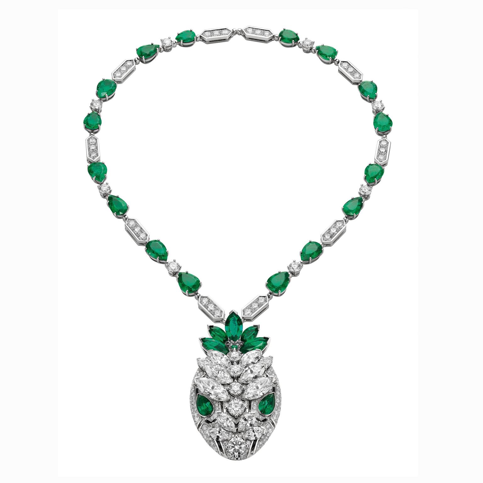 Bulgari Serpenti necklace in platinum, with diamonds and emeralds 261805