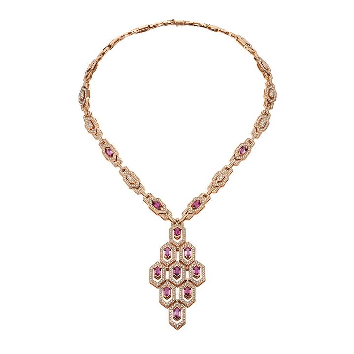 Bulgari Serpenti necklace in rose gold, tourmalines, diamonds CL858087