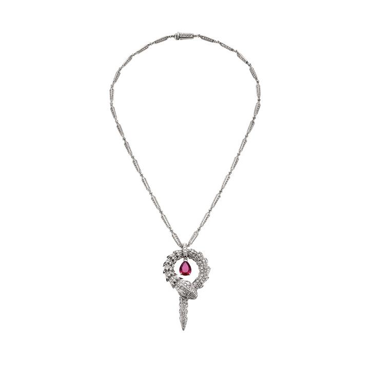 Bulgari Serpenti necklace in white gold and rubellite CL857904