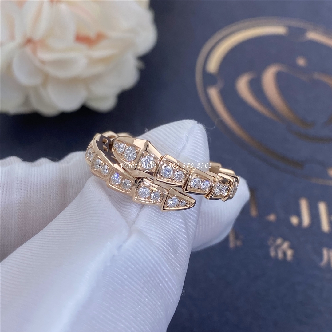 Bulgari Serpenti Viper 18 kt rose gold ring set with pavé diamonds Ref.: 355978