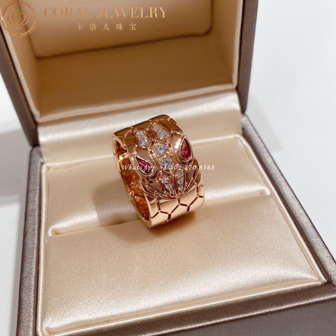 Bulgari Serpenti Seduttori Rose Gold Diamond and Rubellite Ring AN857663