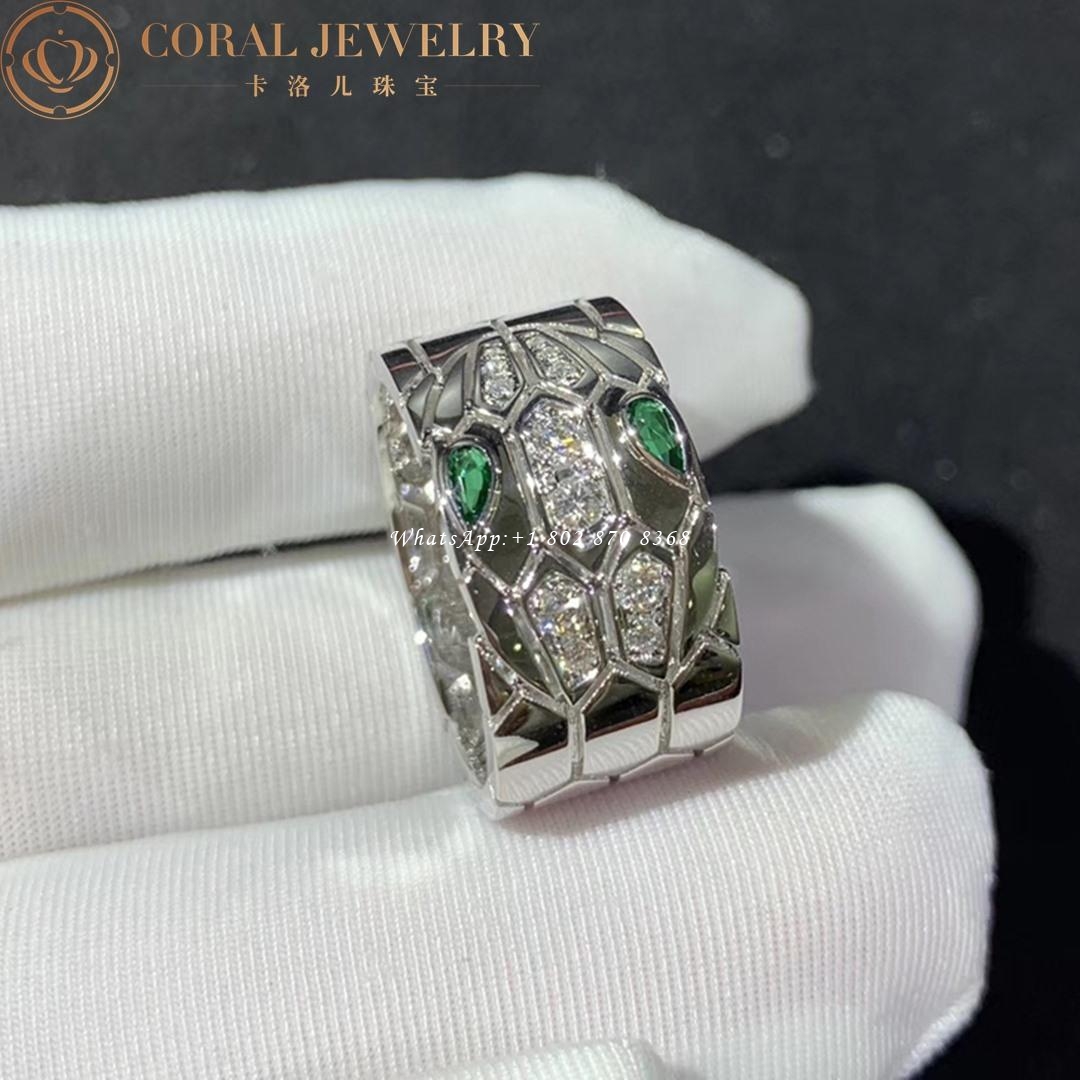 Bulgari Serpenti Seduttori white Gold Diamond and Emeralds Ring