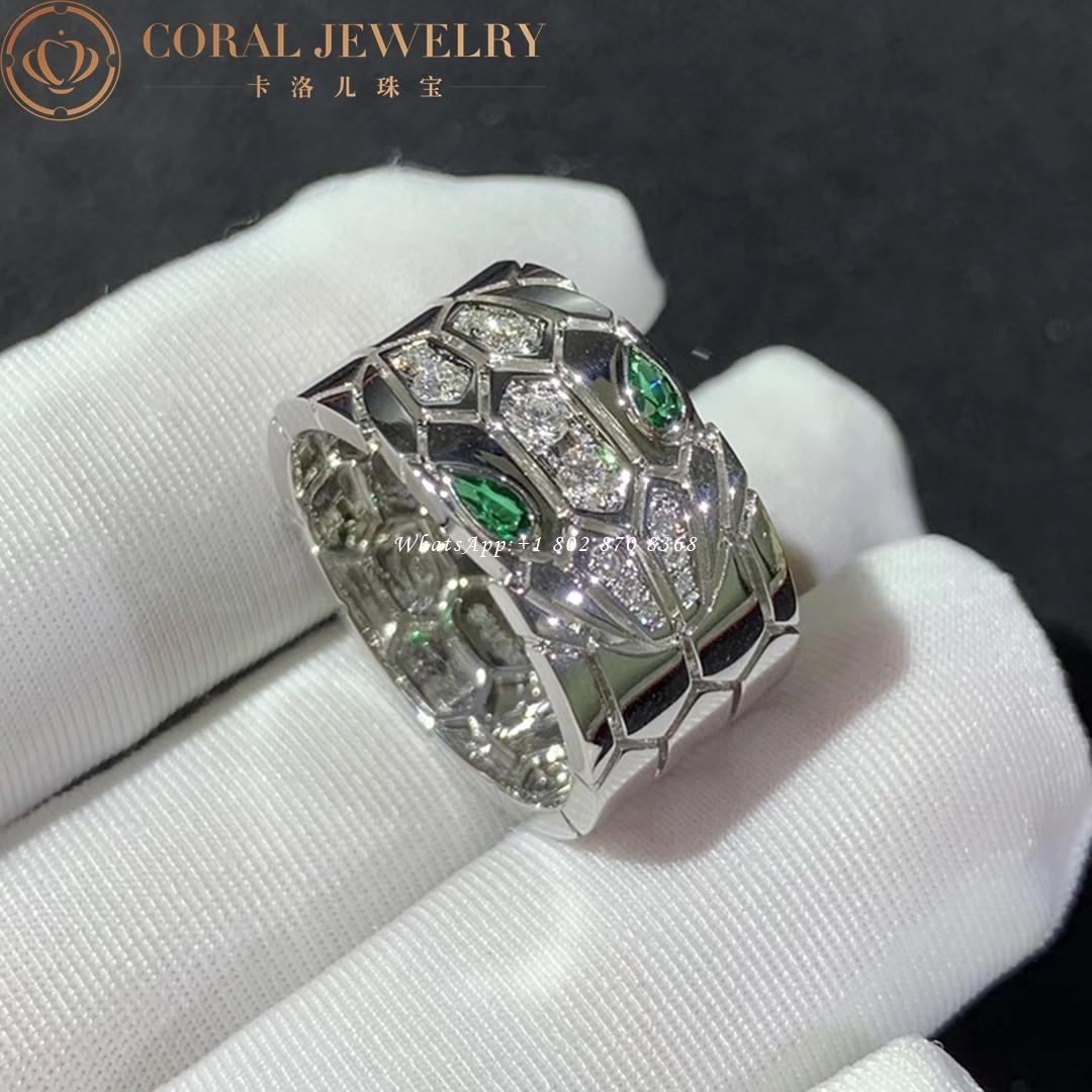 Bulgari Serpenti Seduttori white Gold Diamond and Emeralds Ring