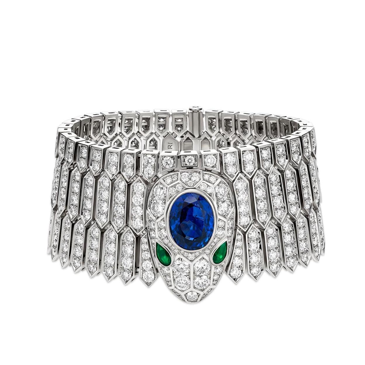 Bulgari Serpenti white gold bracelet with sapphires, emeralds and diamonds 262173