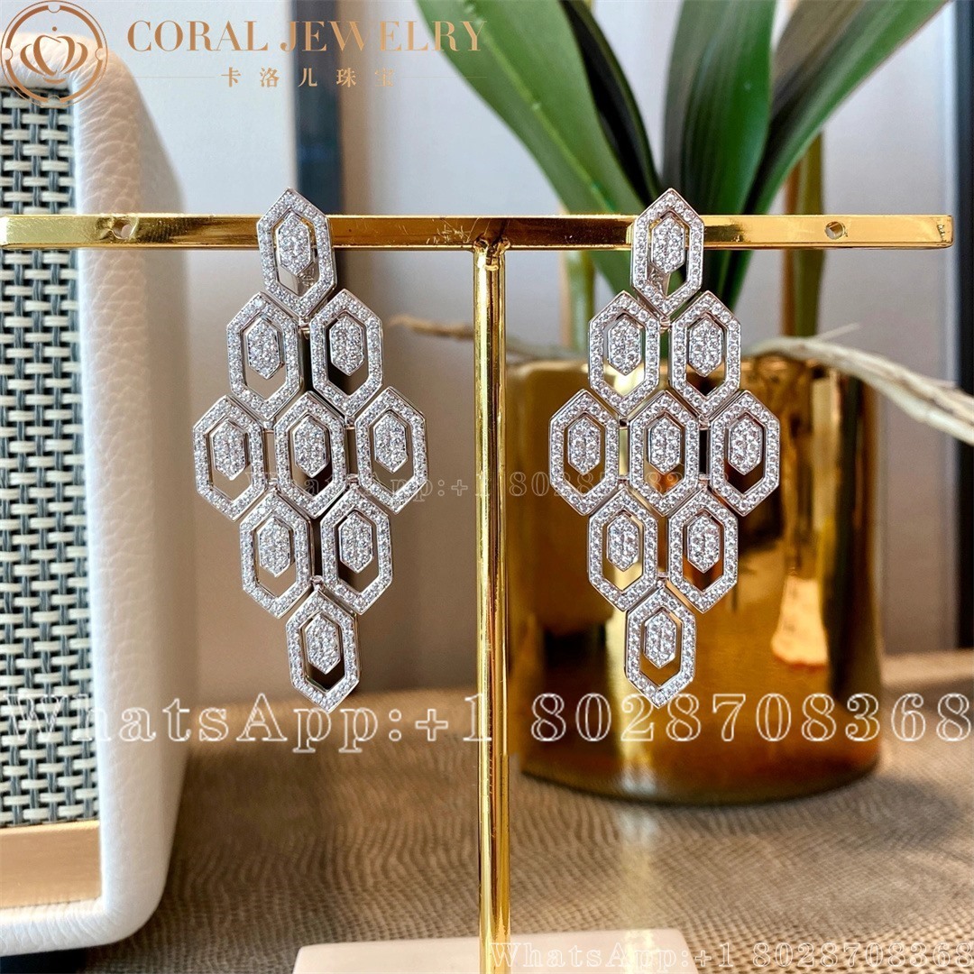 Bulgari Serpenti 18 Kt White Gold Earrings Set With Pave Diamonds Ref 353844 Or857753 Coral (1)