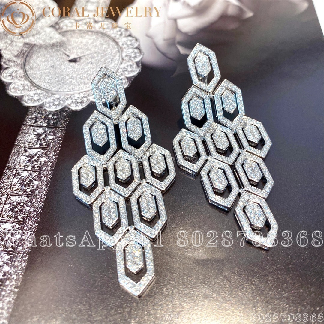 Bulgari Serpenti 18 Kt White Gold Earrings Set With Pave Diamonds Ref 353844 Or857753 Coral (2)