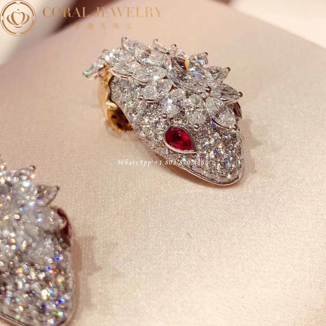 Bulgari Serpenti diamond earrings in platinum and 18k yellow gold with ruby eyes