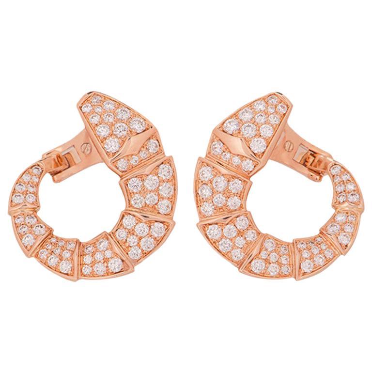 Bulgari Serpenti Rose Gold Diamond Earrings