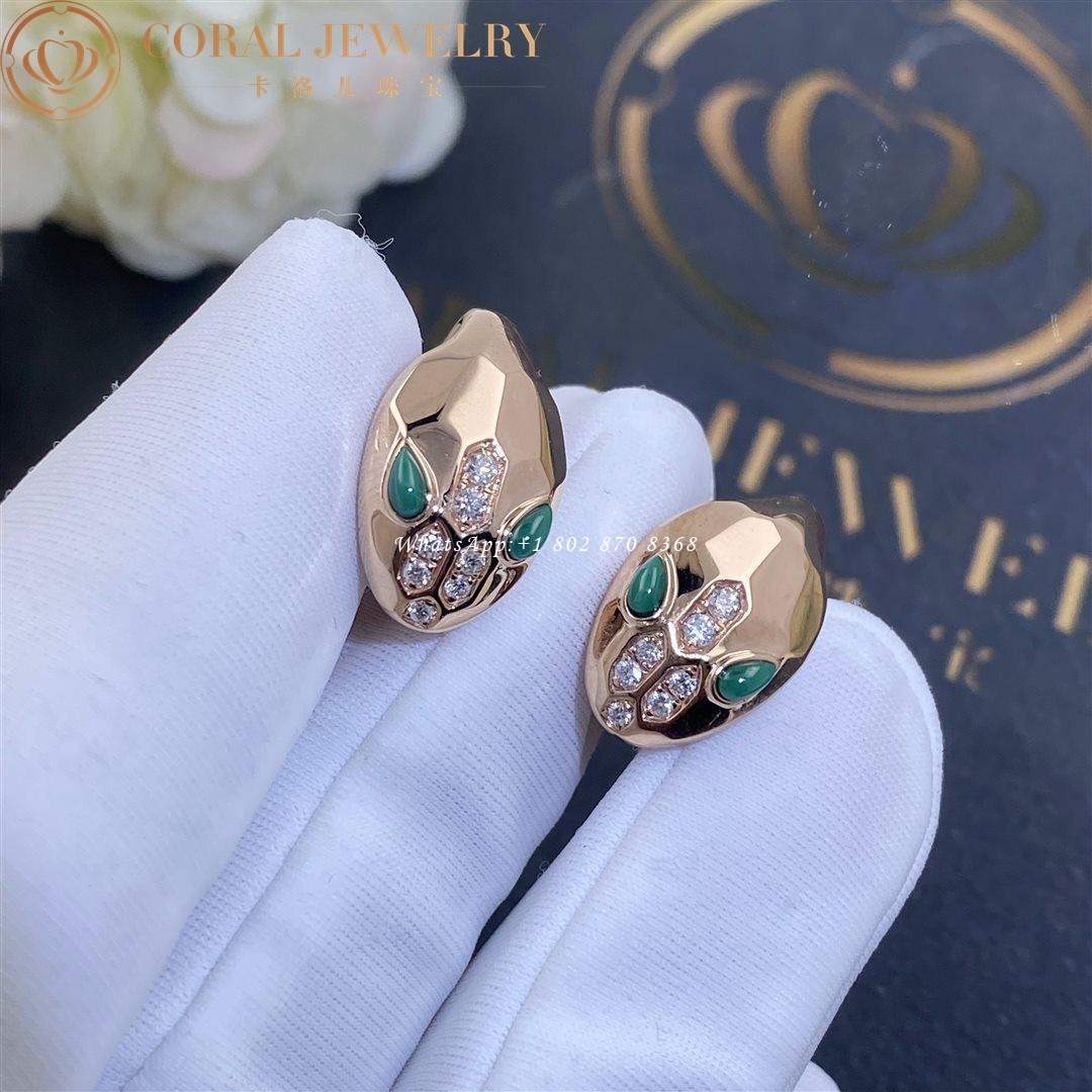 Bulgari Serpenti Rose Gold & Malachite Earrings REF . 352701