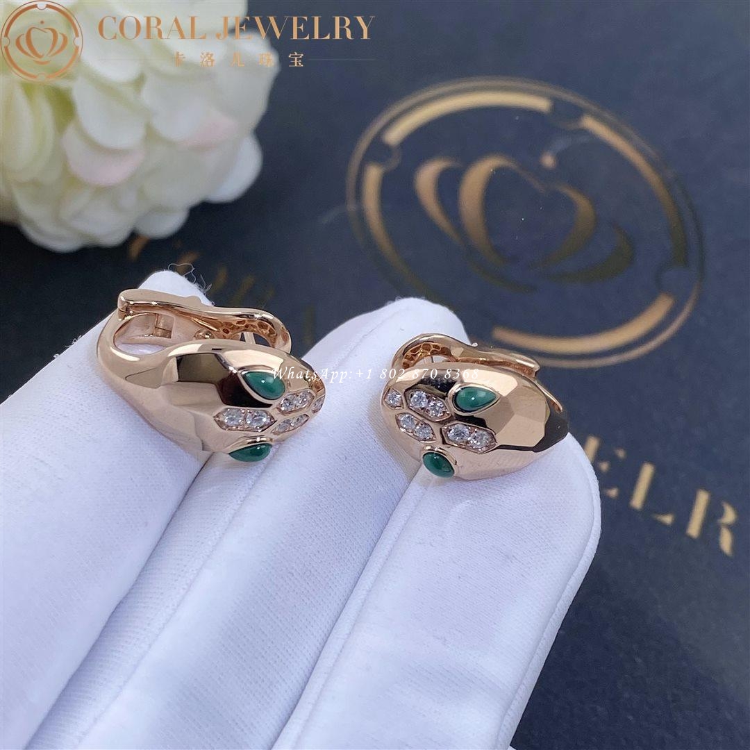 Bulgari Serpenti Rose Gold & Malachite Earrings REF . 352701