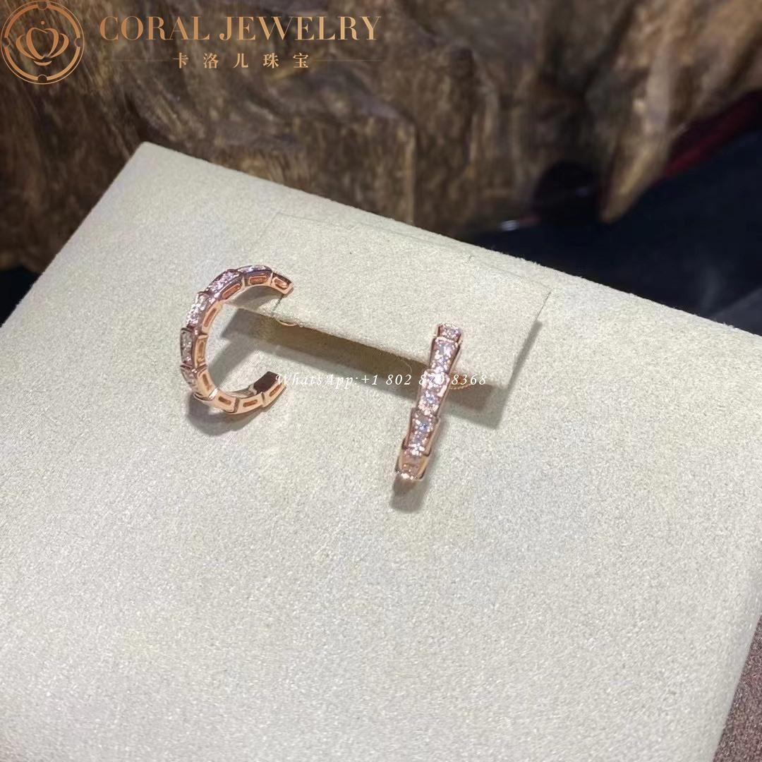 Bulgari Serpenti Viper Earrings And Pave Diamonds 356172 Coral (2)