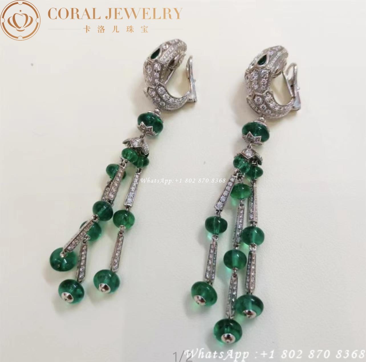 Bulgari Serpenti white gold and emerald tassel dangle earrings