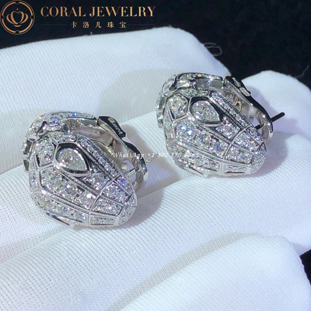 Bulgari Serpenti white gold earrings set with pavé diamonds