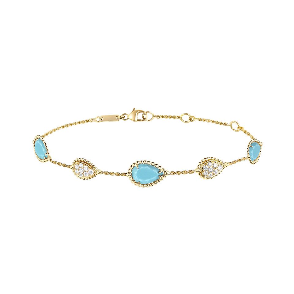 Boucheron Serpent Boheme Yellow Gold Turquoise Diamond Bracelet JBT00782