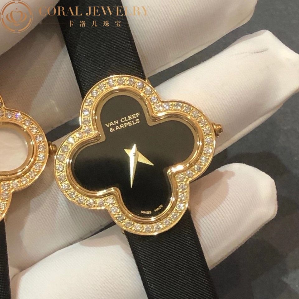 Van Cleef & Arpels Alhambra watch, medium model Yellow gold, Diamond, Onyx VCARN5HZ00