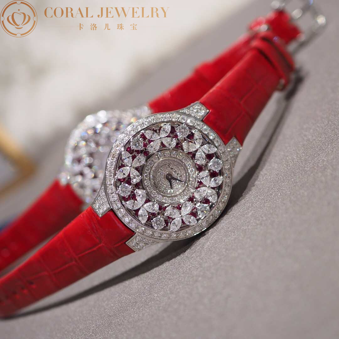 Graff Classic Butterfly Watch Diamond-set Ruby Dial, White Gold, Red Alligator Strap